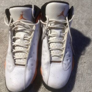 Nike Men’s White and Orange Basketball Sneakers